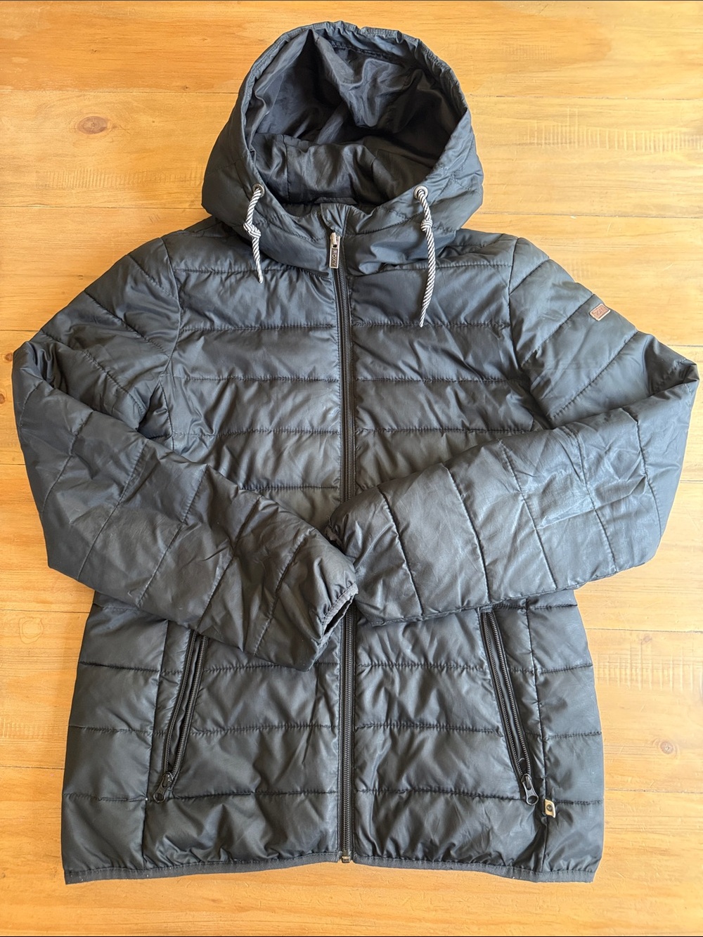 Roxy Women's Black Quilted Hooded Puffer Jacket